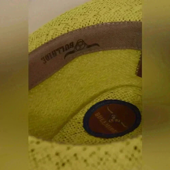 Children Bullhide Cowboy Hat Neon Yellow Straw Woven Western Leather Strap - Picture 6 of 6